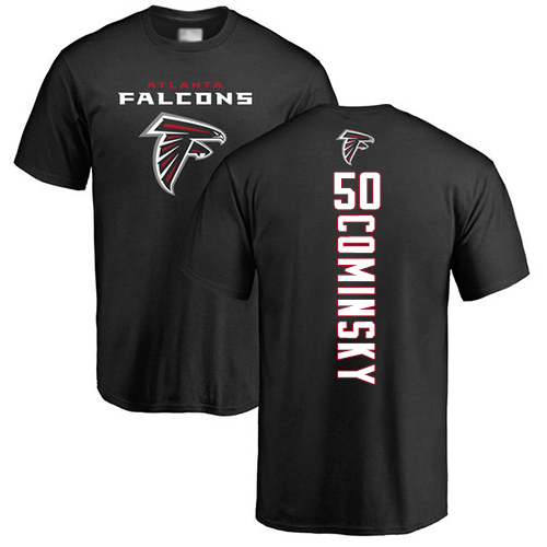 Atlanta Falcons Men Black John Cominsky Backer NFL Football #50 T Shirt